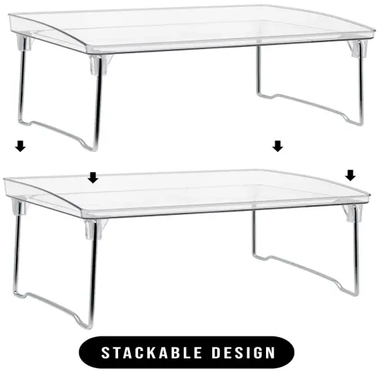 Sorbus Stackable Shelves for Cabinets & Countertop - Storage Shelf Organizer Stand Racks- Foldable Shelves for Undersink, Kitchen Cabinets, Pantry, Countertops, Clear Plastic/Metal {5}