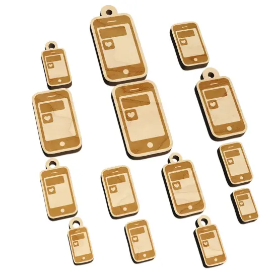 Mobile Tablet Phone Heart Text Message Mini Wood Shape Charms Jewelry DIY Craft {7}