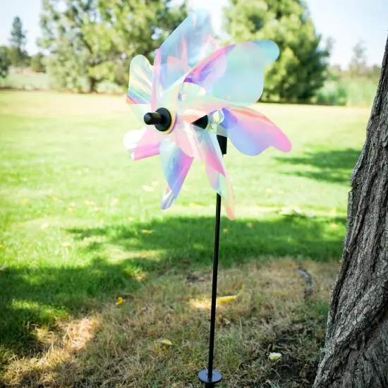 12-inch Striped Iridescent Pinwheel Spinner {4}