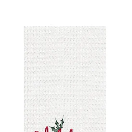 27" x 18" "Christmas In The Woods" Sentiment with Log Cabin Embroidered Cotton Waffle Weave Kitchen Dish Towel {3}