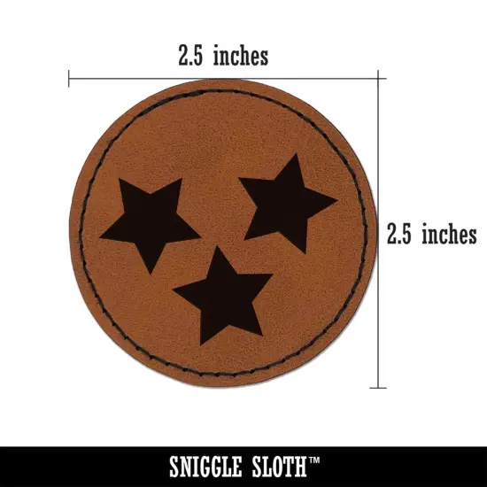 Star Scatter Round Iron-On Engraved Faux Leather Patch Applique - 2.5" Brown {3}