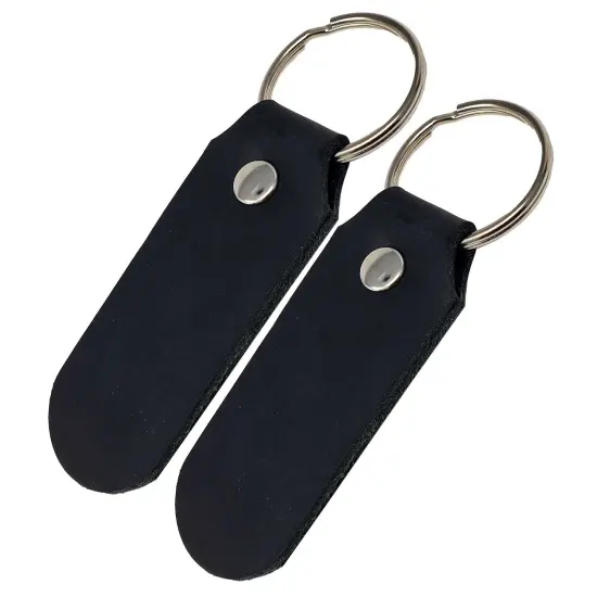 2 Sided Leather Key Chains 10 Pack-Customize it for Promotional Gifts, Fundraising, Events, Wedding - Engrave on Both Sides Black {1}