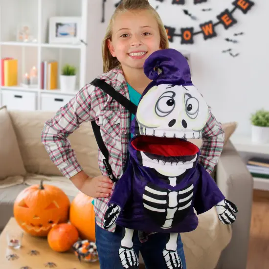 Northlight Animated and Musical Trick or Treat Skeleton Halloween Candy Bag - 24" - One Size Purple {3}