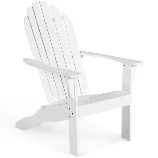 Wooden Outdoor Lounge Chair with Ergonomic Design for Yard and Garden White {1}