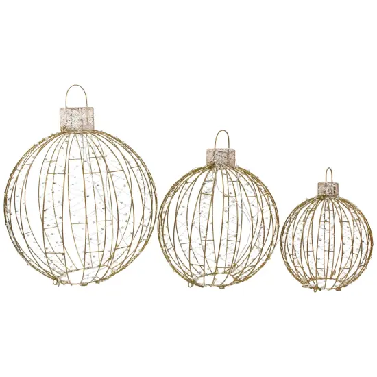 Northlight LED Lighted Hanging Ornaments Outdoor Christmas Decoration - Set of 3 Gold {3}