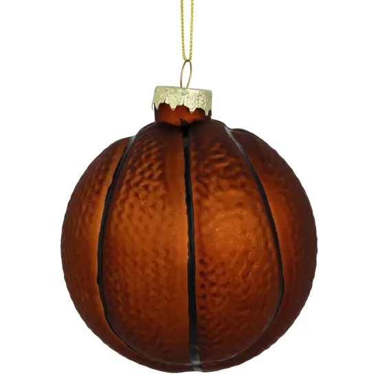 Northlight Basketball Glass Christmas Hanging Ornament - 3.5" - Orange and Black {1}