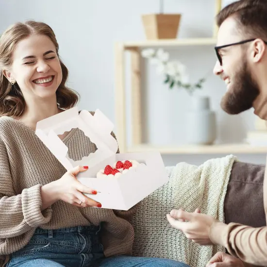 30 Pieces Bakery Boxes 6x6x3 Inches White Cookie Box with Window for Small Pie, Strawberry, Cupcake and Pastry {3}