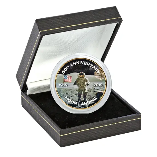 Moon Landing Eisenhower Colorized Bicentennial Dollar Gold Layered Coin {2}