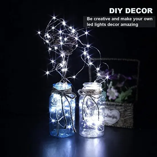 CYLAPEX 6 Pack Cool White Fairy String Lights Battery Operated Fairy Lights Firefly Lights LED Starry String Lights 3.3ft 20 LEDs Silvery Copper Wire for Christmas DIY Decoration Costume Wedding Party {6}