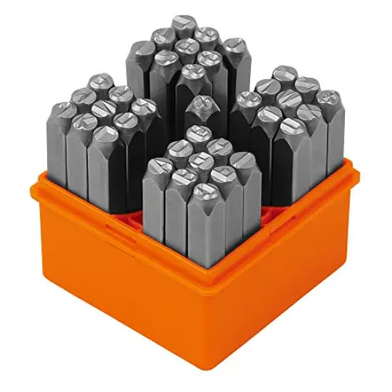 37 Pieces Number and Letter Stamp Set 1/4 (6mm) (A-Z & 0-9 + Stars) Punch Perfect for Imprinting Metal Stamping kit, Plastic, Wood, Leather {3}