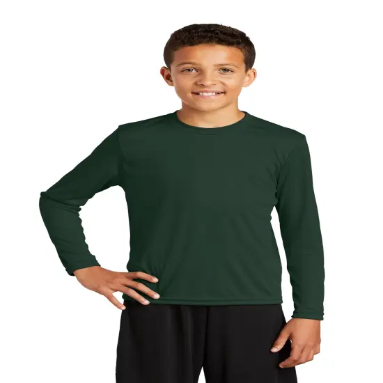 Sport-Tek&reg; Crew Neck Long Sleeve T-Shirt for Youth Forest green {1}