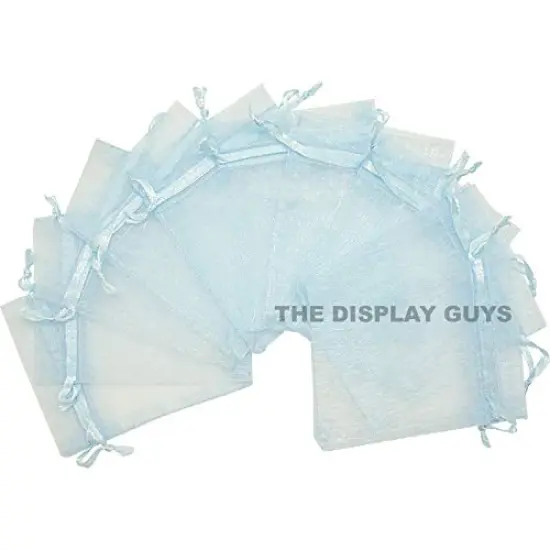 100 Pack 3x4 Blue Sheer Organza Gift Bags with Drawstring, Jewelry Candy Treat Wedding Party Favors Mesh Pouch {2}
