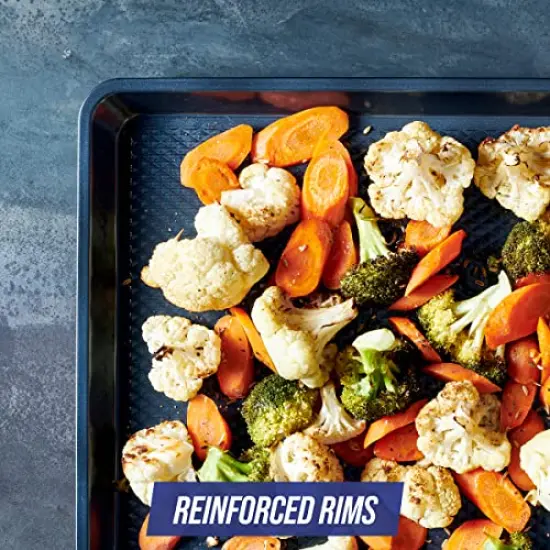 Bakeware Diamond Infused Ceramic Nonstick, 18" x 13" Half Cookie Sheet Baking Pan, Dishwasher and Freezer Safe, PFAS-Free, Blue {6}