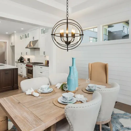 20 Inch 5 Lights Metal Chandelier with Pivoting Interlocking Rings {6}