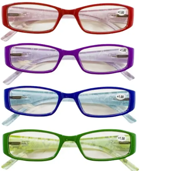 Kitcheniva 4 Pairs Mixed Colors Unisex Spring Hinge Rectangular Reading Glasses {2}