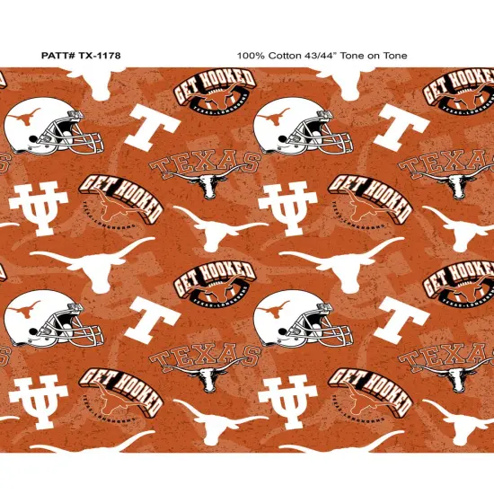 Sykel Enterprises-University of Texas&nbsp; Cotton Fabric-Texas Longhorns Tone On Tone Cotton Quilting Fabric {1}