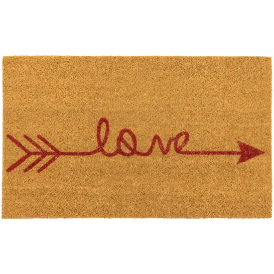 Northlight Natural Coir "Love" Arrow Outdoor Doormat 18" x 30" Brown {1}