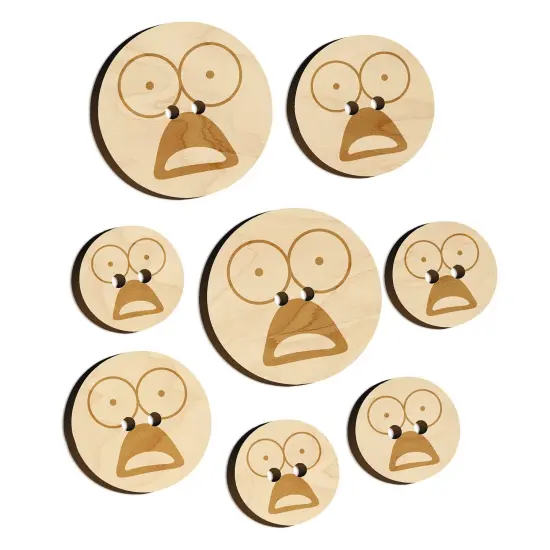 Mouth Agape Shocked Face Wood Buttons for Sewing Knitting Crochet DIY Craft {7}