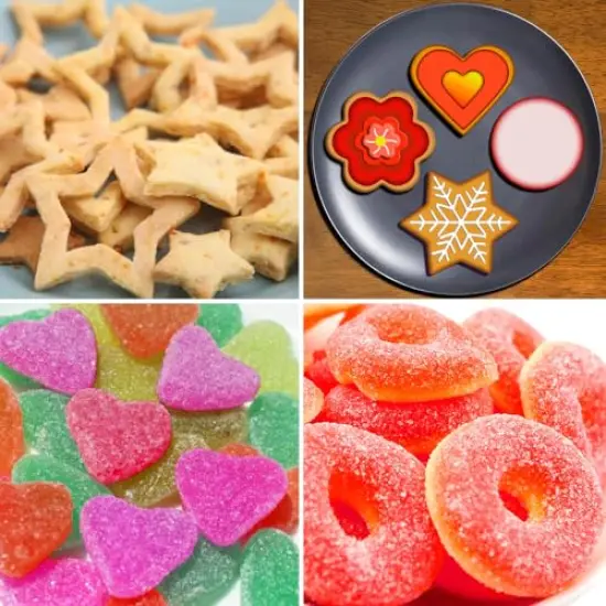12 Pieces Metal Cookie Cutters Set - Star Cookie Cutter Round Biscuit Cutter Heart Small Star Cookie Cutters Mini Flower Molds Cutter for Baking (12 Round Heart Flower Star Cookie Cutters) {5}