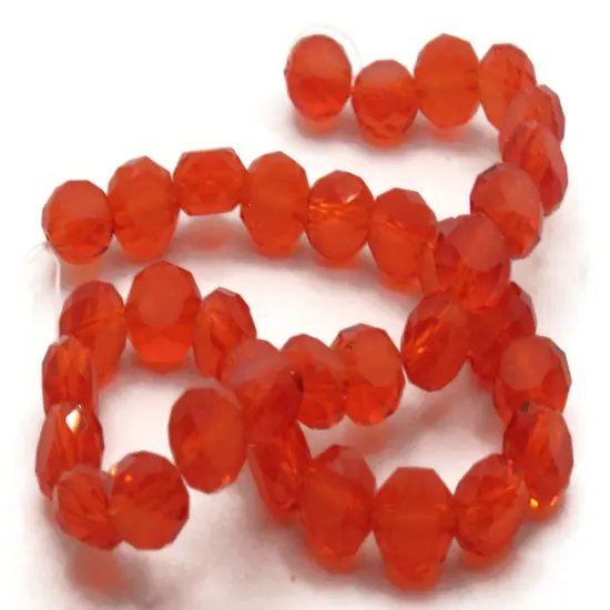 36 8mm Red Coin Faceted Flat Round Glass Beads {2}