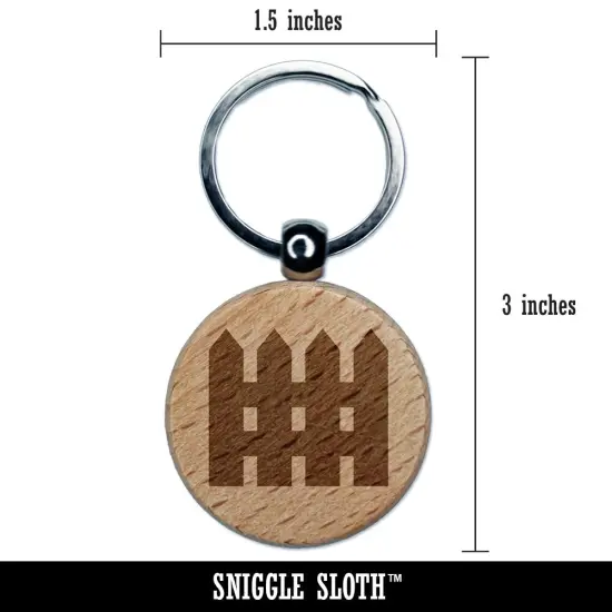 Picket Fence Solid Engraved Wood Round Keychain Tag Charm {2}