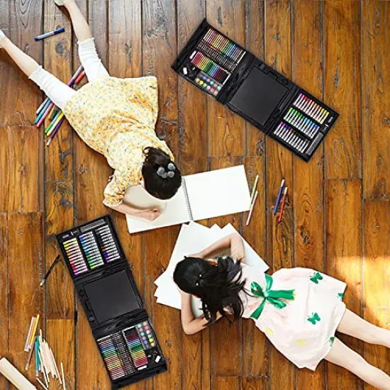 Darnassus 155-Piece Trifold Easel Art Set, Deluxe Professional Color Set, Compact Portable, with Crayons, Markers, Pencils, Color Cakes, and Sketch Pad, Crafts Gift for Ages 4-12 {5}