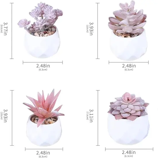 Succulent Artificial Plants Fake Succulents in White Ceramic Pots Small Fake Plants for Office Desk Home Decor {4}