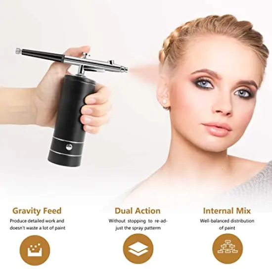 Airbrush Kit Rechargeable Cordless Airbrush Compressor, 30PSI High Pressure,Portable Handheld Airbrush Gun, Airbrush Set Wireless Air Brush for Model Painting,Makeup,Barber, Nail Art, Cake Decor {6}