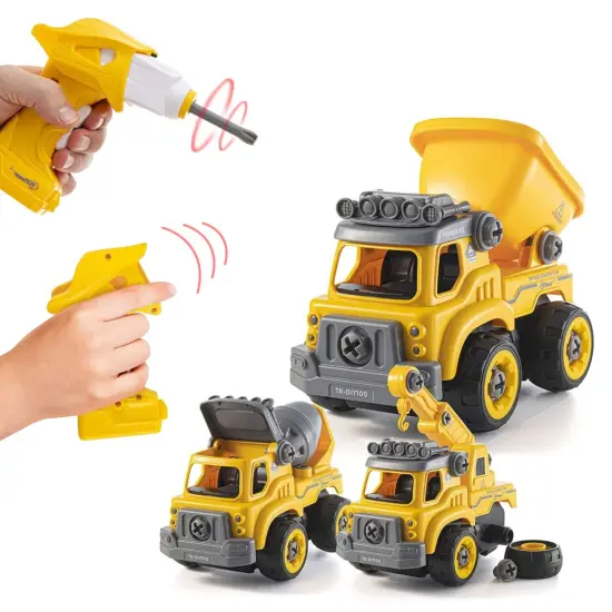 Take Apart Toys with Battery Powered Drill - 3-in-1 Take Apart Truck with Remote Control - Easy Assembly Construction Truck with Drill for Kids Builds Imagination and Building Skills {3}