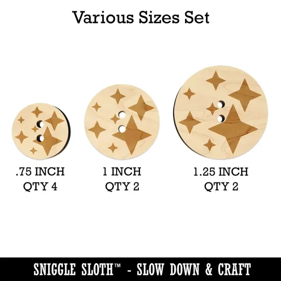 Twinkling Stars Glitter Shimmer Wood Buttons for Sewing Knitting Crochet DIY Craft {1}