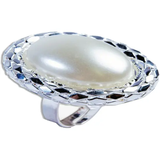 Womens Royal Queen Ornate White Cocktail Ring Costume Accessory {1}