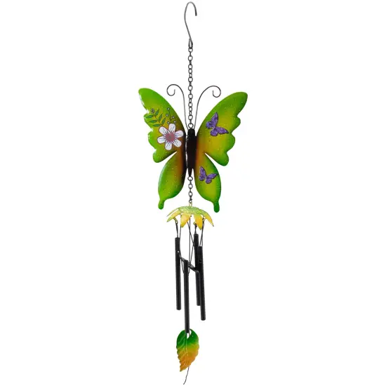 Northlight 15.75" Green Metal Butterfly Outdoor Garden Windchime {1}