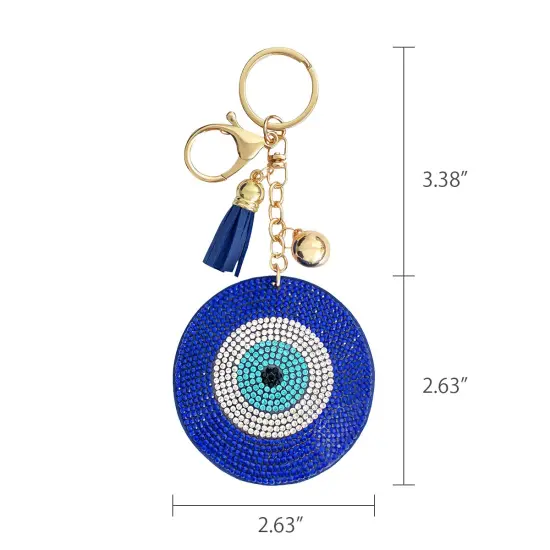 Wrapables Crystal Bling Key Chain Keyring Car Purse Handbag Pendant Charm, Blue Evil Eye {2}