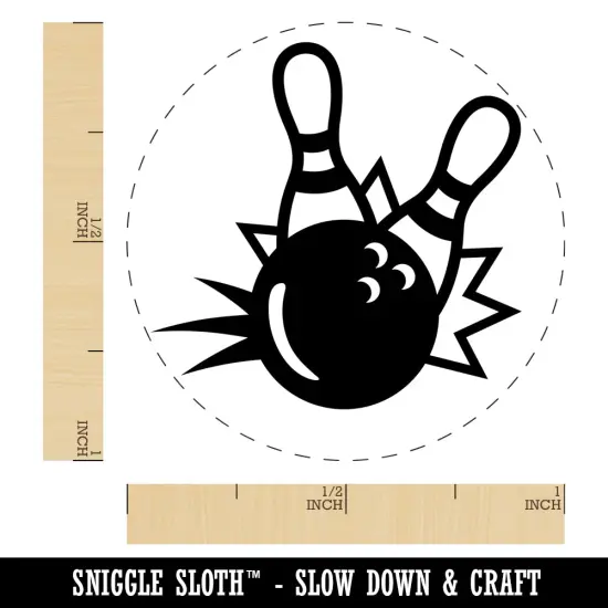 Bowling Ball Knocking Down Pins Self-Inking Rubber Stamp for Stamping Crafting Planners Blue {1}