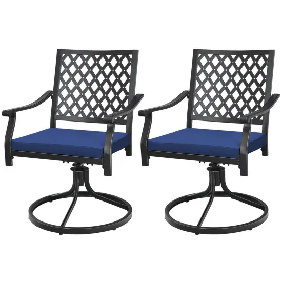 2 Pieces Patio 360&deg; Swivel Dining Chairs with Rocker and Cushioned Armrest {3}
