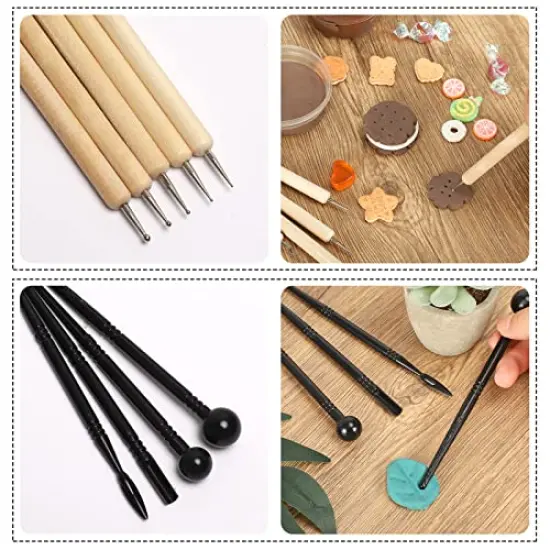 RUBFAC, 24pcs Polymer Clay Tools, Modeling, Sculpting Dotting Tools Set Pottery Tools with Air Dry Ball Stylus, Rock Painting Kit for Sculpture Pottery {4}