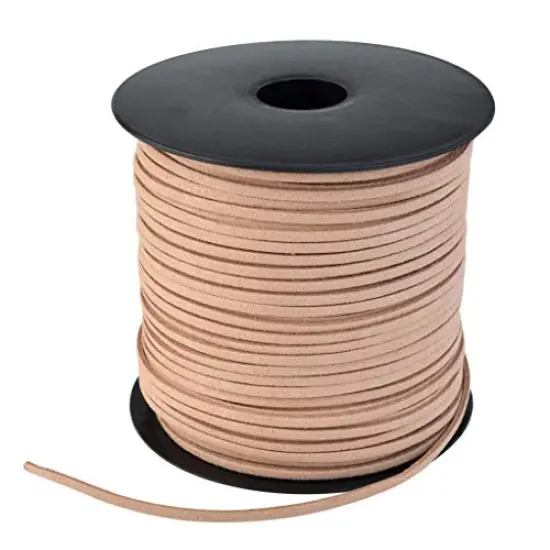 100 Yards Suede Cord, Leather Cord 2.6mm x 1.5mm Suede Lace Faux Leather Cord with Roll Spool for Bracelet Necklace Beading DIY Handmade Crafts Thread (Brown) {2}