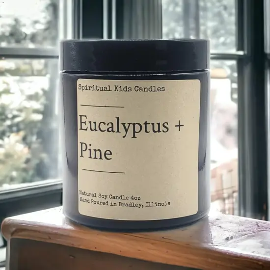 Eucalyptus & Pine Soy Candle 4oz 20-25 Hours Hand Poured with All Natural Soy wax and Fragrant/Essential Oils! | Woodsy Candle | Birthday Gift | Christmas Gift {2}