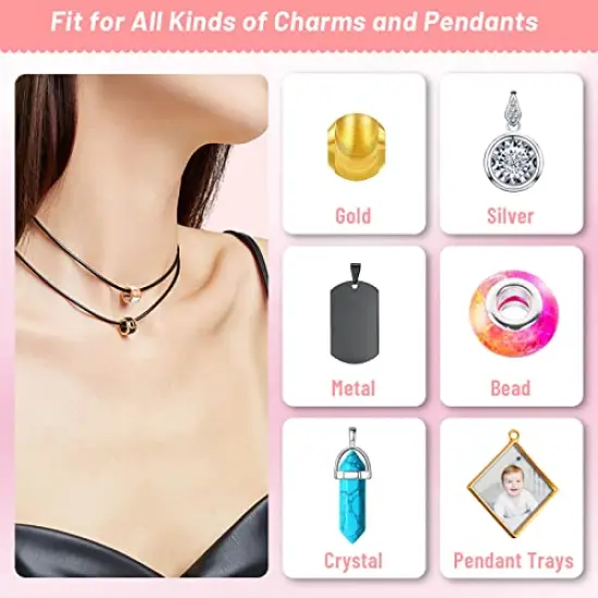 50 Pieces Necklace String Rope with Clasp, 24 Inch Waxed Cotton Cord Necklace Bulk for Charms Pendants, Bracelets, Necklaces, Jewelry Making Supplies and Beading Supplies {3}