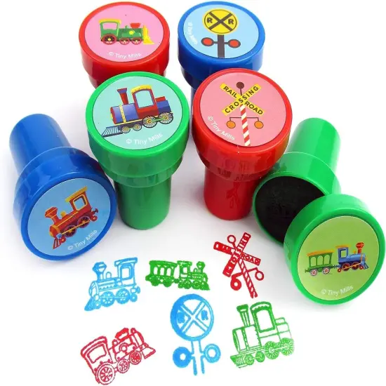 TINYMILLS 12 Pcs Train Stamp Kit for Kids - Train Stamper Set Gift Party Favors {3}