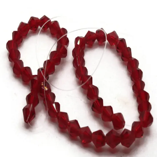 49 6mm Red Glass Faceted Bicone Beads {6}