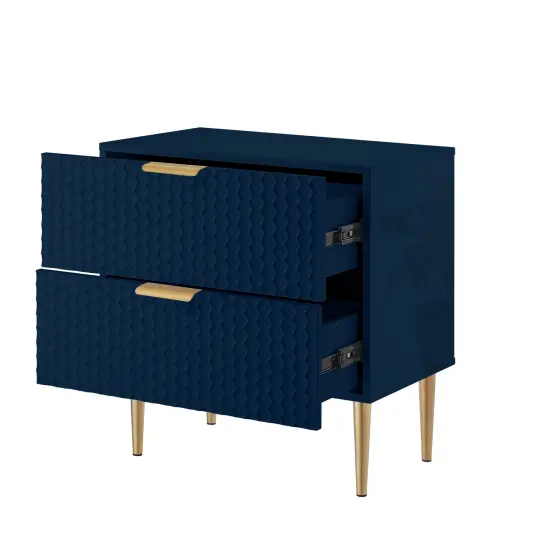 Zeynep Side Table/Nightstand Navy/Gold {3}