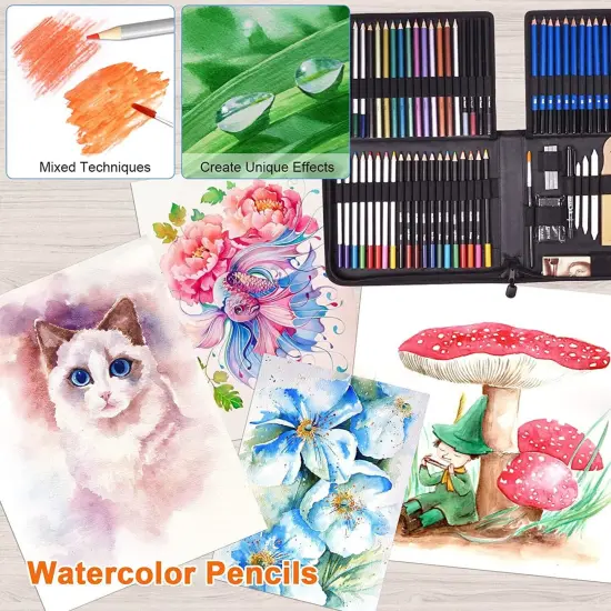 83 Pcs Drawing Kit Set Pencils with Sketch Charcoal, and Bag {3}