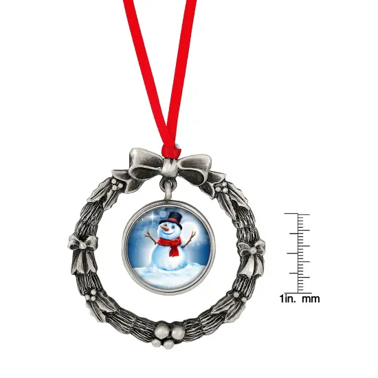 Wreath Ornament With Colorized Quarter Snowman Coin {4}