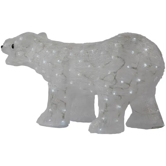 Northlight Lighted Commercial Grade Acrylic Polar Bear Outdoor Christmas Decoration - 28" - Pure White LED Lights Clear {6}