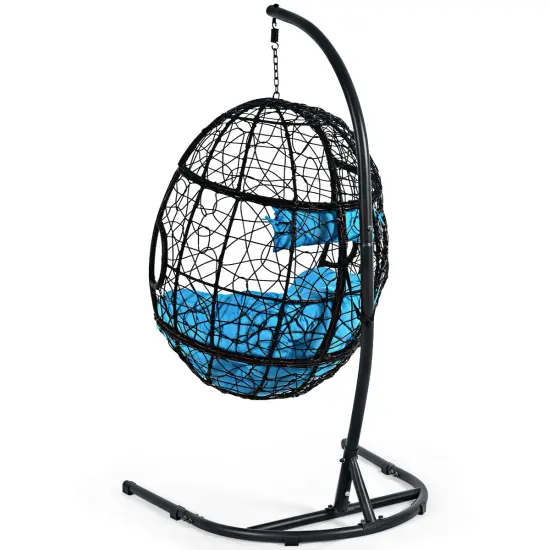 Hanging Cushioned Hammock Chair with Stand Blue {4}