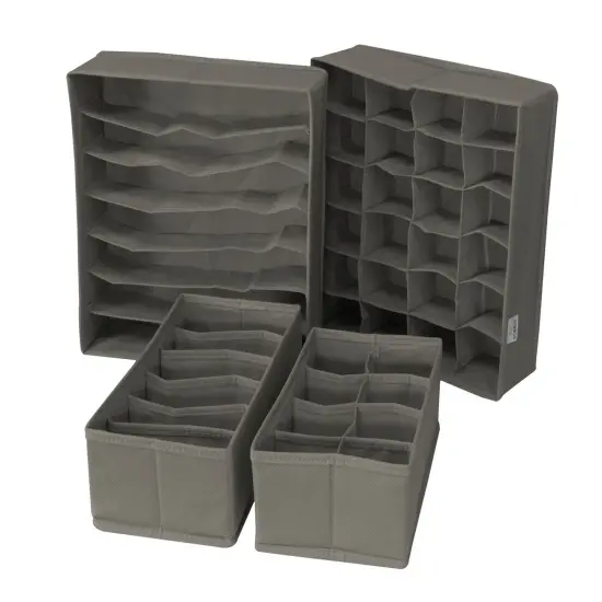 Sorbus Set of 4 Foldable Drawer Dividers, Storage Boxes, Closet Organizers, Under Bed Organizer Grey {6}