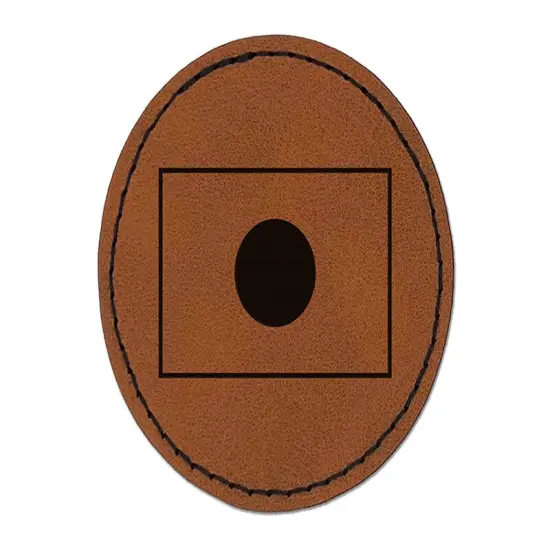Japan Flag Round Iron-On Engraved Faux Leather Patch Applique - 2.5" Brown {1}