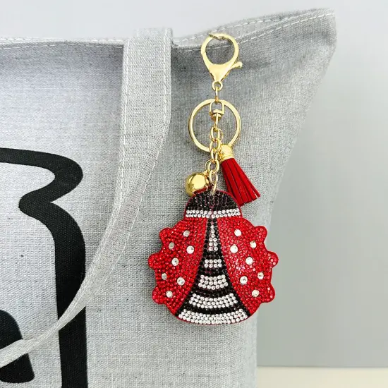 Wrapables Crystal Bling Key Chain Keyring with Tassel Car Purse Handbag Pendant, Ladybug {4}
