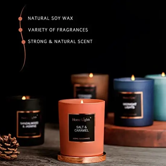 Jar Candle with Favorite Natural Fragrances - Quality Soy Wax, Smokeless Cotton Wick, Long Lasting 35 Hour Burn. Includes Luxury Lid in Gift Pack {3}